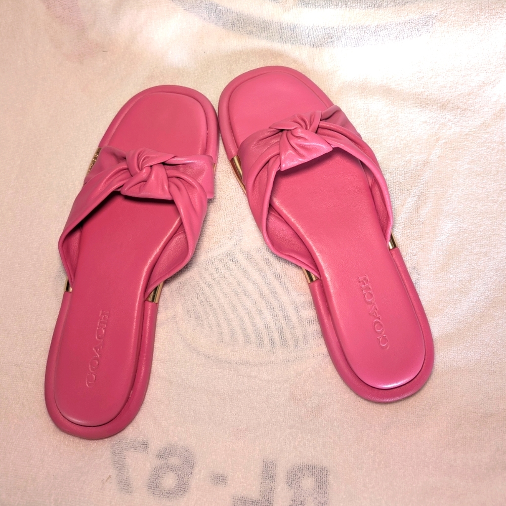 New Coach Brooklyn Leather Sandals with Twist Knot in Size 11